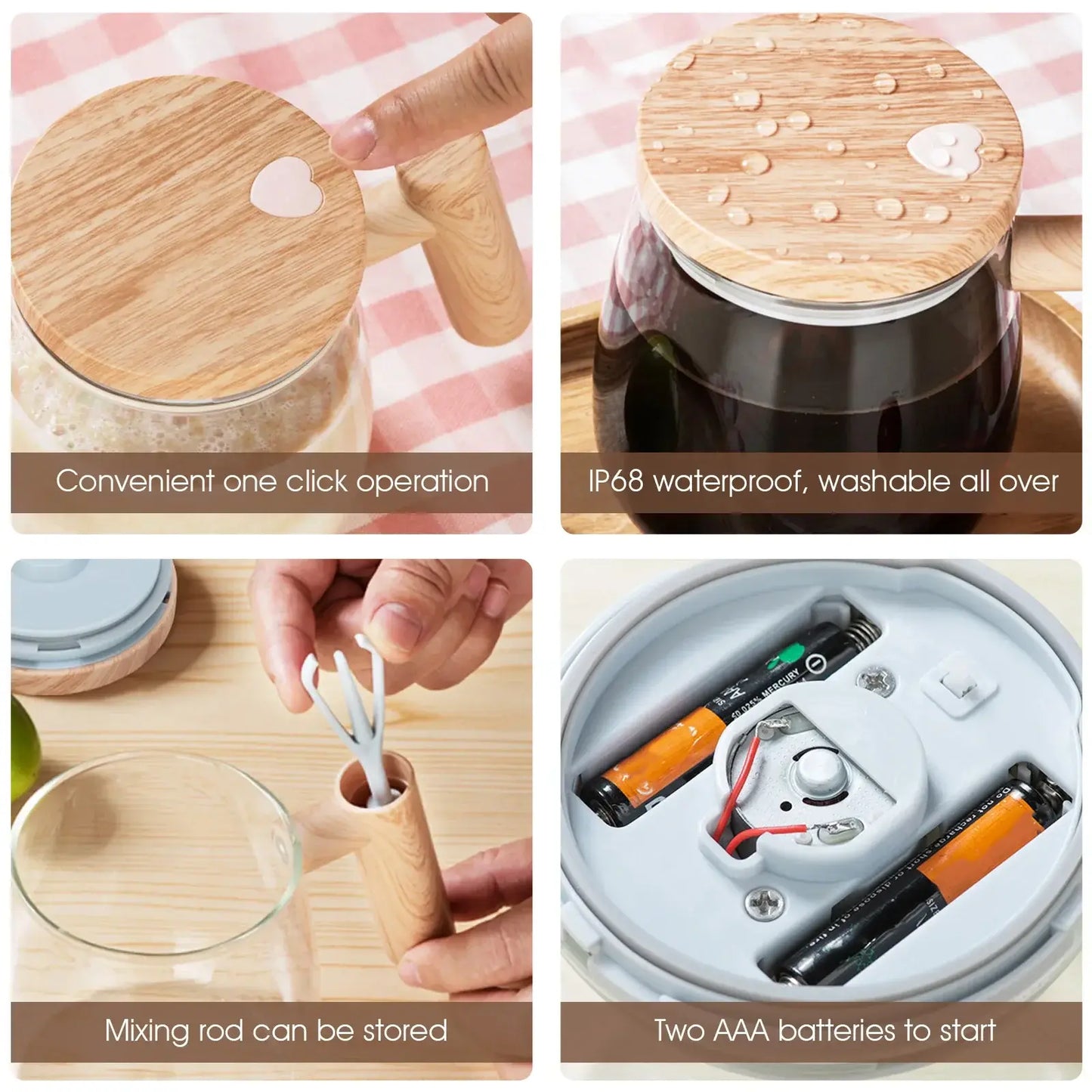 Electric Stirring Glass Mug - Self Mixing