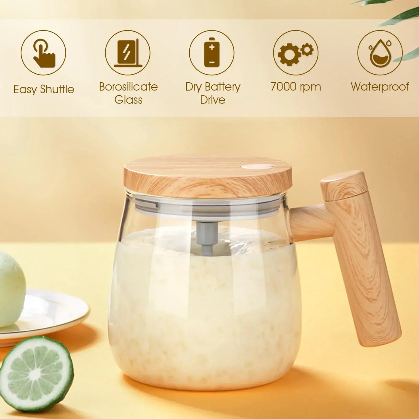 Electric Stirring Glass Mug - Self Mixing